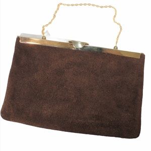 ETRA Vintage Evening Bag Handbag Brown Suede